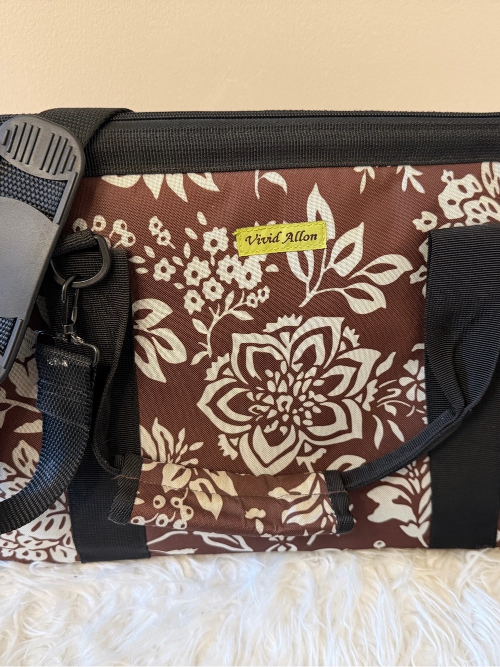 JanetBasket Vivid Allon Eco Bag in Brown Floral Tote/travel/crafts/school EUC